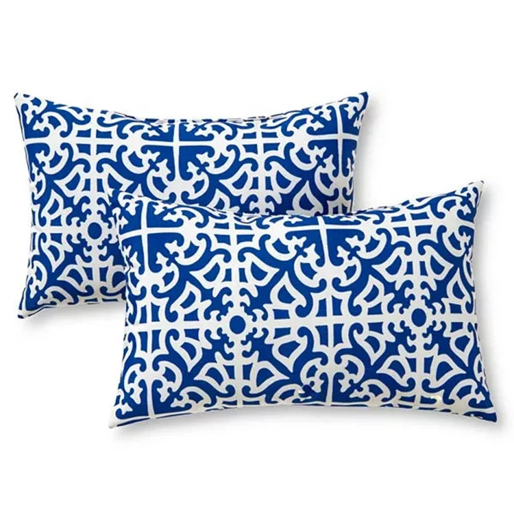 making rectangular designer geometrical waterproof throw cushion and pillow for patio furniture