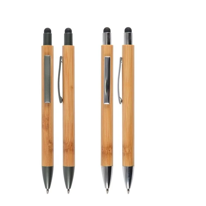 customize logo promotional gift advertising capacitive touch screen retractable eco friendly bamboo stylus pen