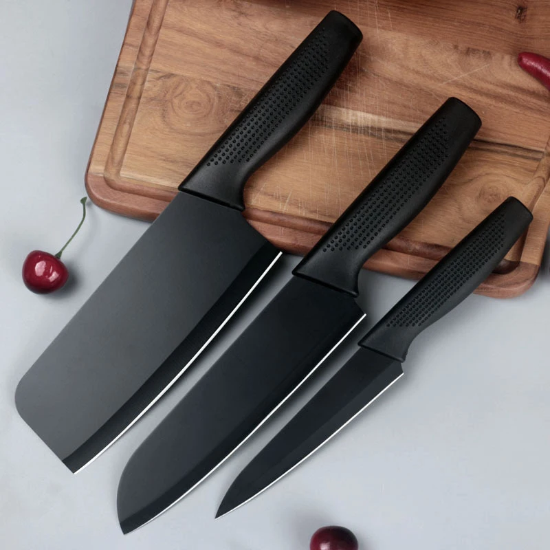 Wholesale Stainless Steel Kitchen Chef Knife Set 3 Pcs Black Kitchen Cheese Knife Sets For Home