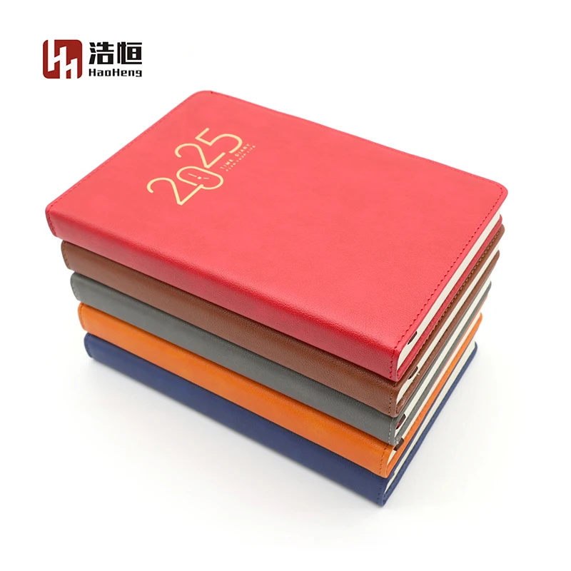 Coloring Leather Cover Book Leather Journal Notebook Advent Note Book 2025 OEM Blue Black Pink Diary Schedule Plan 120 Sheets