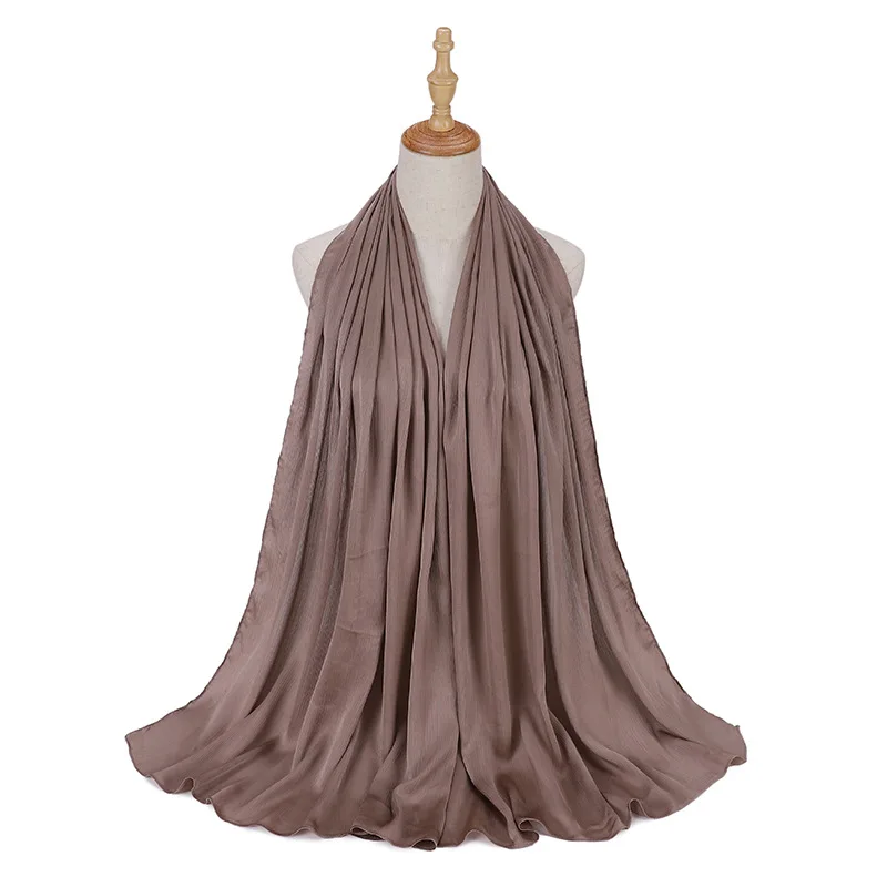 New 39 colors 70*175cm Solid Crepe Malaysia High Satin Silk Shinny Scarf Islam Shawl Head Wraps Soft Long Muslim Hijab