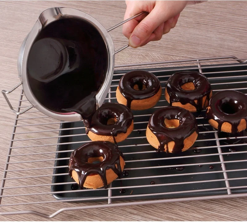 Amazon Hot Sale Long Handle Chocolate Pot Stainless Steel Sugar Melting for
