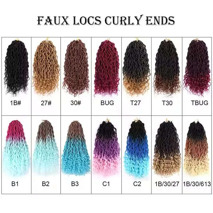 In Stock 18 20 inch Faux Locs Synthetic Crochet Braids Hair Extensions Arfo Curly Ombre Goddess Dreadlocks Hair For Black Women