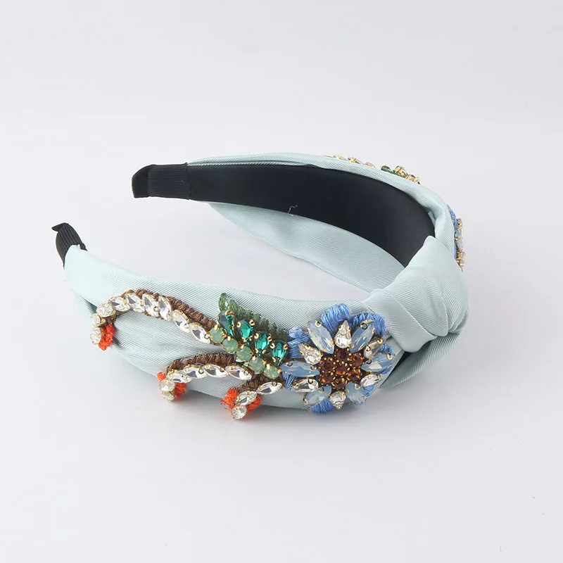 Baroque Rhinestone Fabric Flower Hair Ornaments Beautiful Personality Temperament Lady Travel Gift Hair Bands