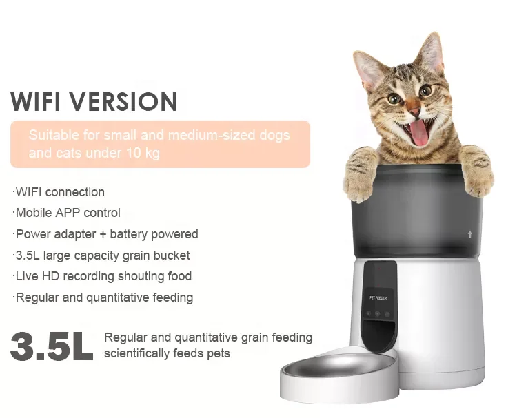 High Capacity Plastic Pet Bowl Automatic Pet Feeder Cat Wi-fi Camera Pet Feeder For Dog And Cat Dry Food Feeder