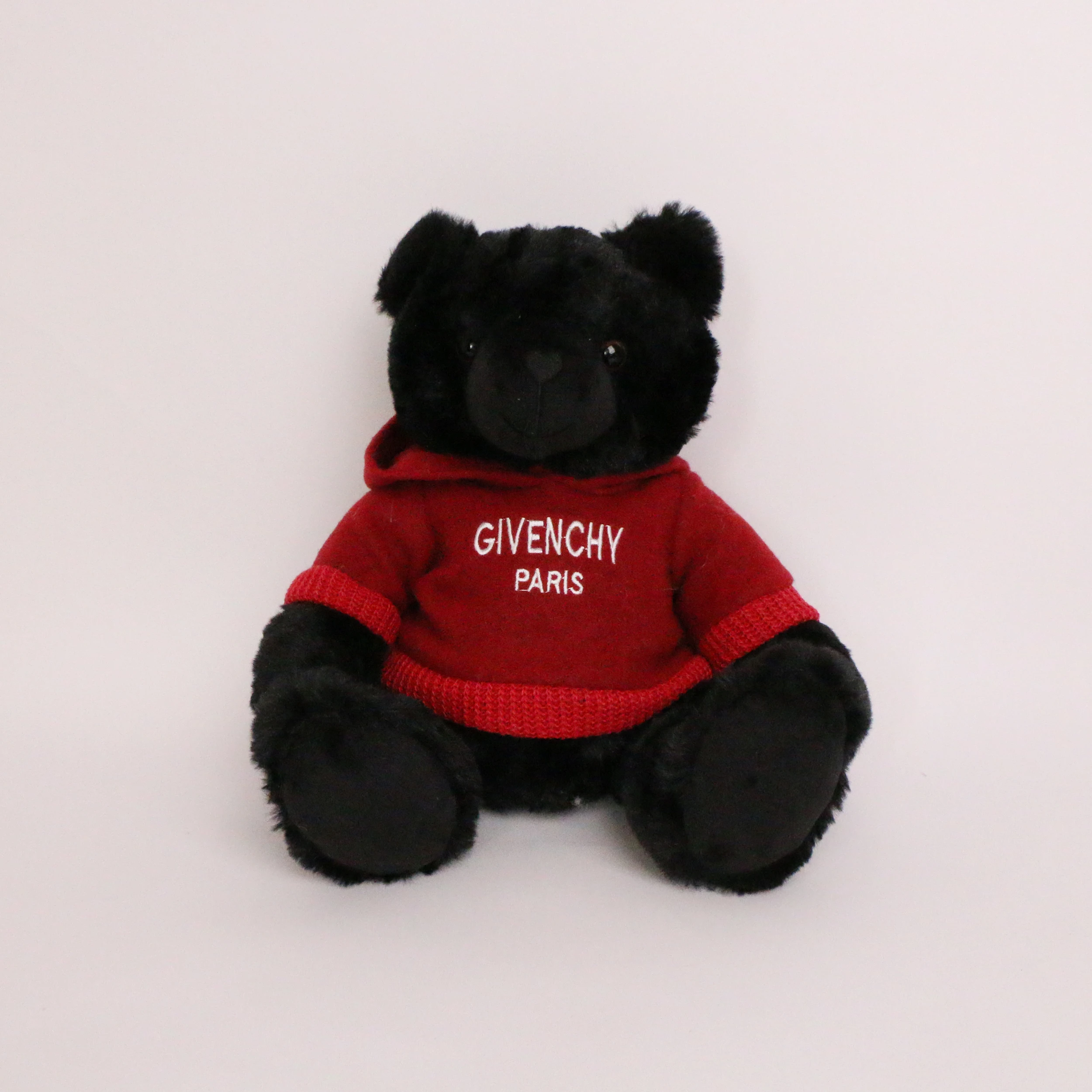 Customized black teddy bear factory direct plush toys customized logo hooded teddy bear kids toys cheap doll manufacturer