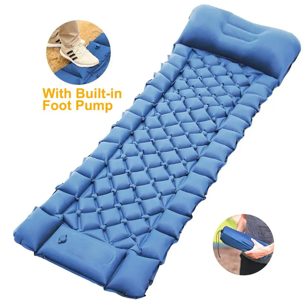 Camping Air Sleeping Pad Mat - Foot Press Inflatable Lightweight Backpacking Pad for Hiking Traveling