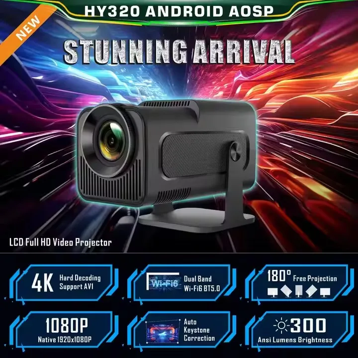 Wholesale HY320 Full Hd Home Theater Proyector Mini Smart Android Projectors Portable Outdoor Travel 4K Projector HY320 YMX