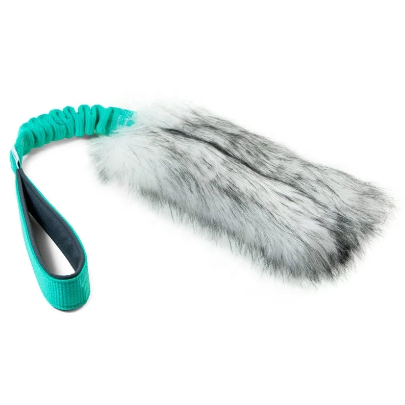 Hot sale SILVER faux fur tug DOG TOY with bungee