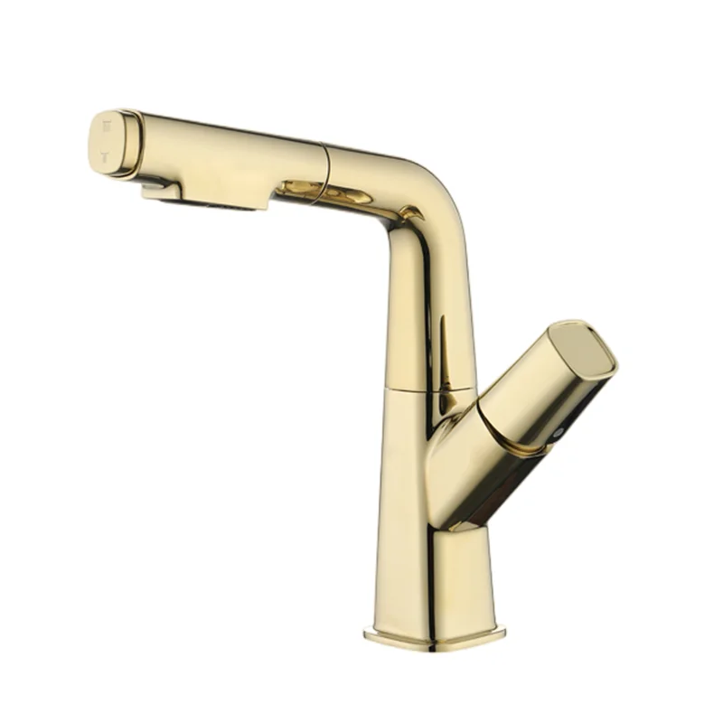 Pull Out Basin Faucet Hot and Cold Mixer Single Handle Taps Brass Basin Taps Lavatory Faucet Bathroom Thermostatic Faucets