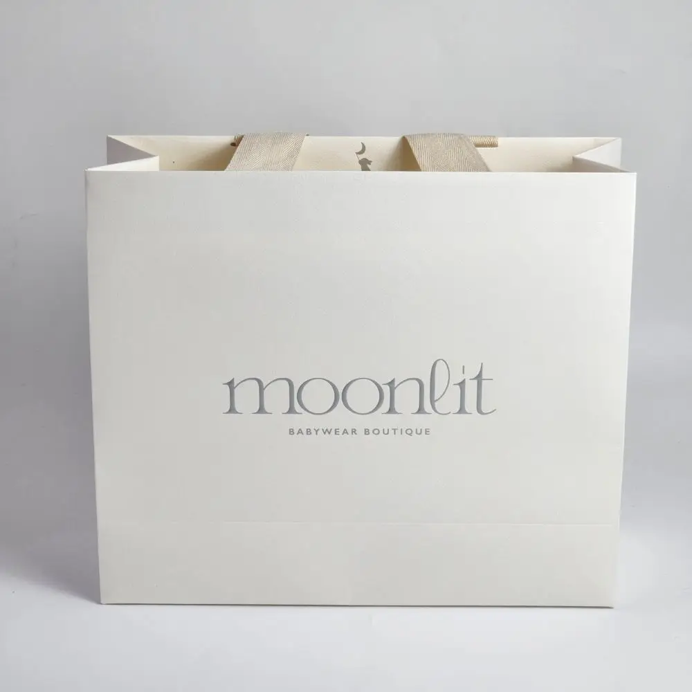 Luxury White Paper Bag Custom Jewelry Gift Shopping Paper Bags With Logo