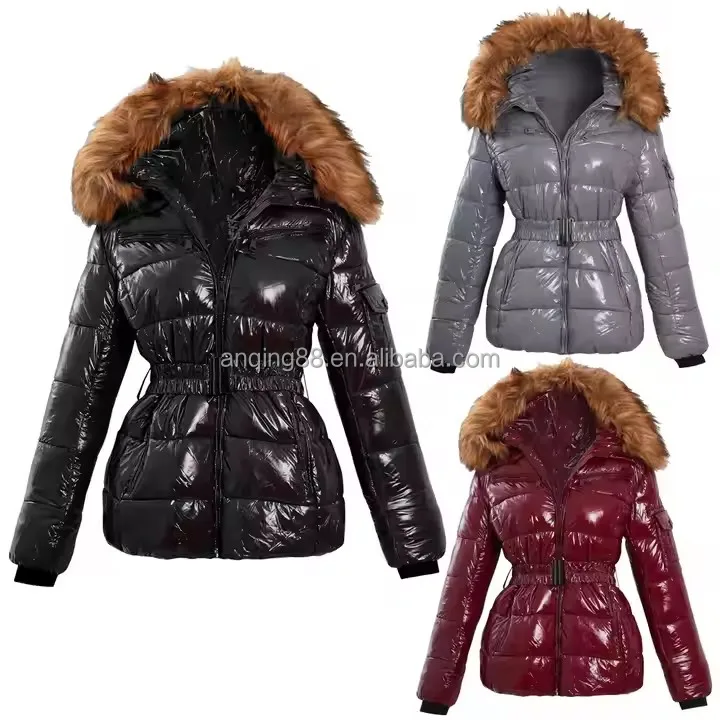 latest design fashionable thick shiny winter duck down jacket for womens girls bomber coats&outwears