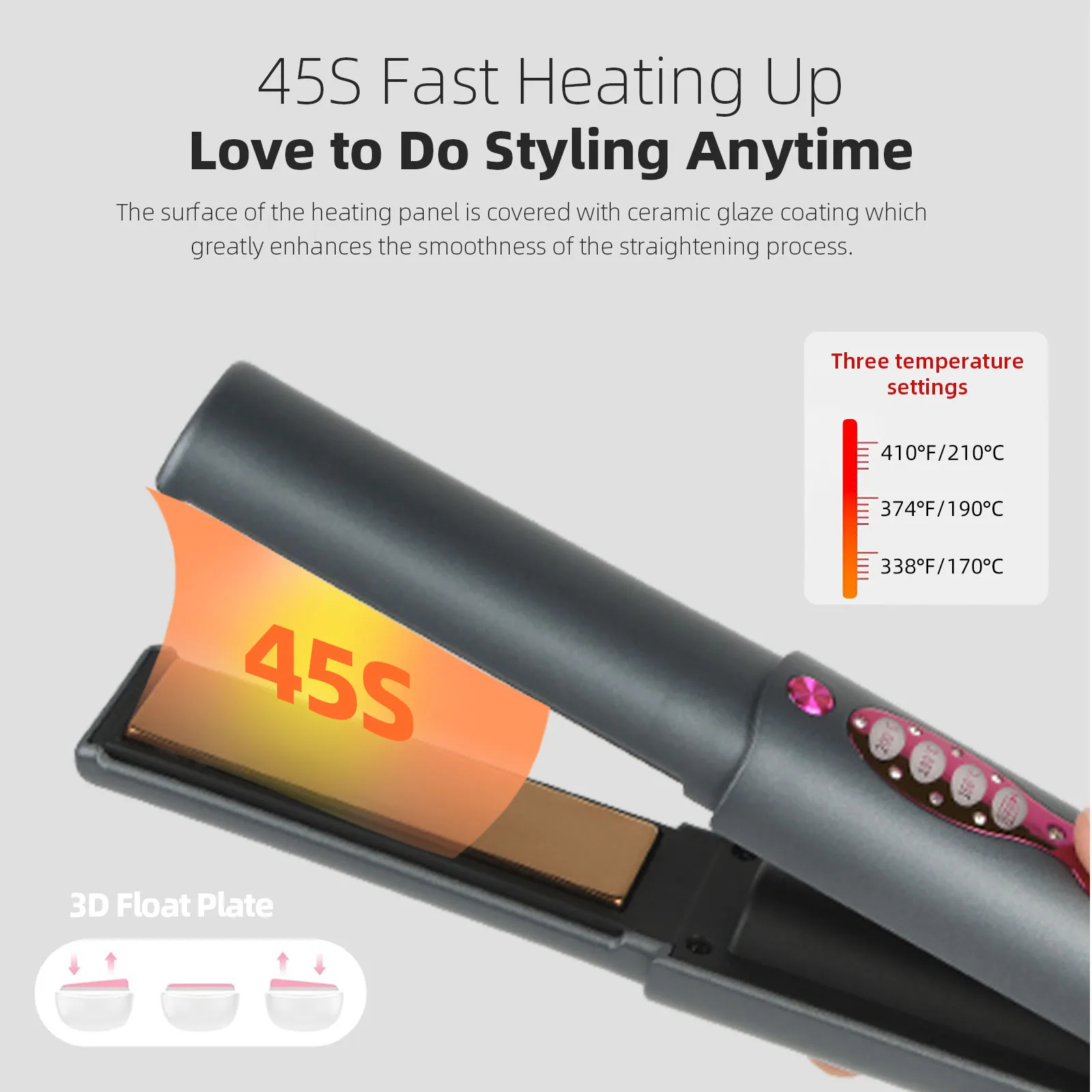 JAYSUNNY Deluxe Bling Hair Ironing Usb Wireless Small Professional Hair Straightener With Rechargeable Charger