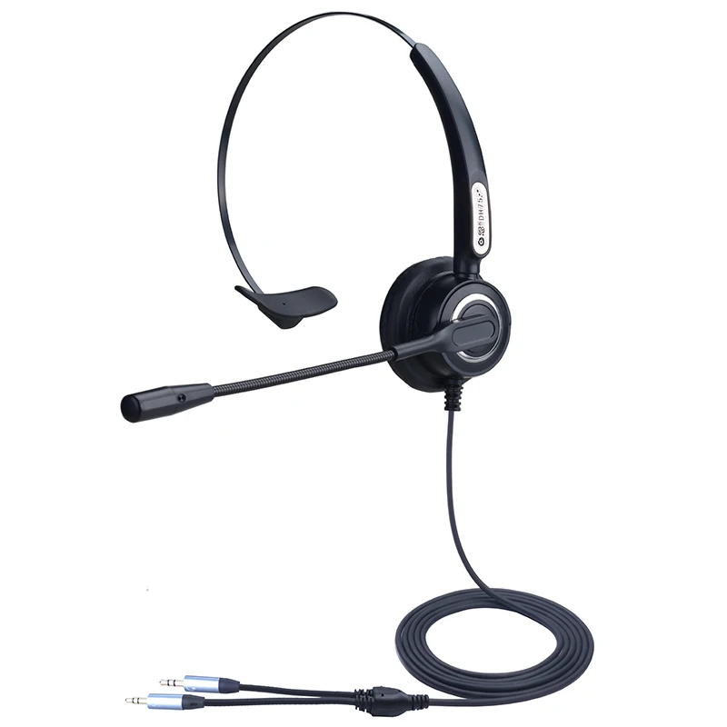 
The dh75 call center plug-in computer uses a 3.5mm dual plug single ear headset 