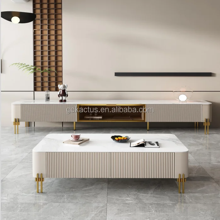 Modern simple design living room TV sand and coffee table set