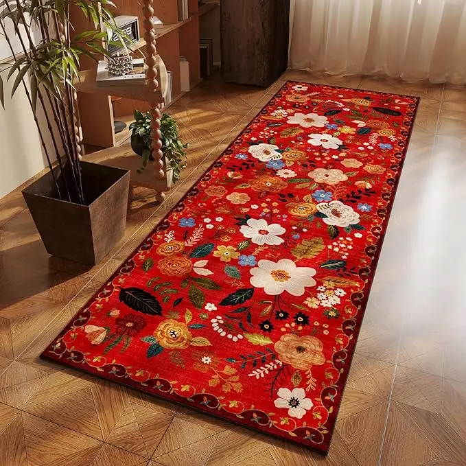 Jinchan Royal Blue 100 cm Large Area Rug Tabayon Shag Pattern with Quarter Circle Flower Best Buy for Area Rugs Sets for Prayer