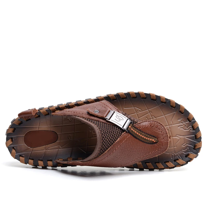 Модные элегантные простые легкие Прочные мягкие мужские шлепанцы итальянские кожаные тапочки для мужчин