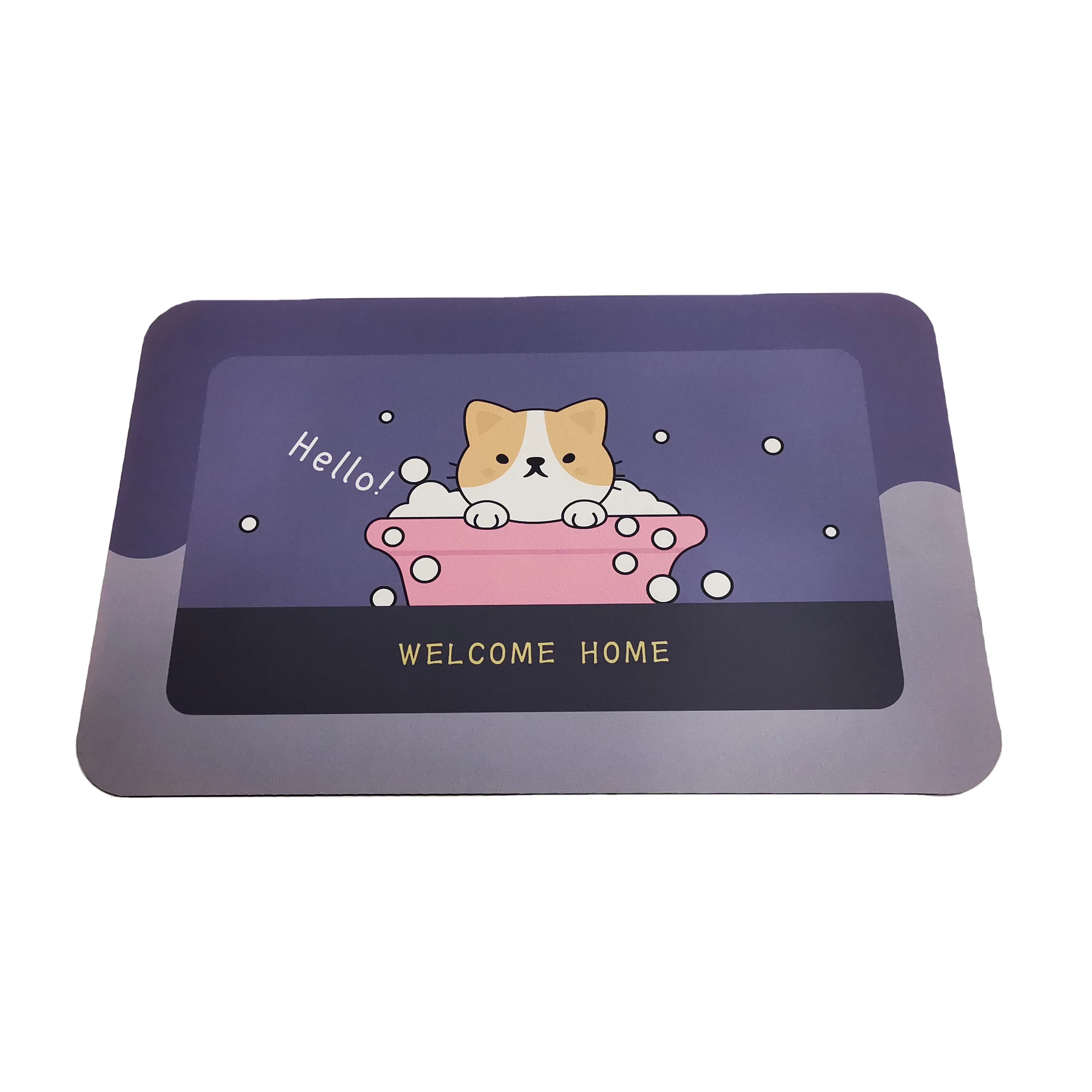 Animal cat print Bathroom Water Absorbent Rug Set Rubber Door Mats Anti Slip Diatom Mud Floor Mat Kitchen Carpet