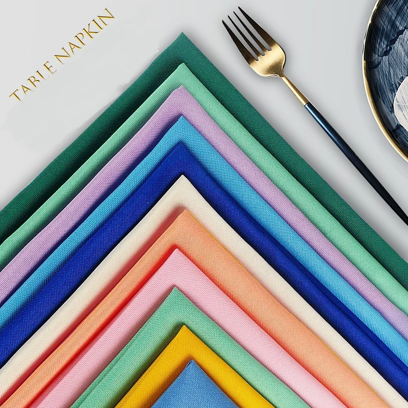 Multicolor Hotel Restaurant Reusable Table Washed Polyester Dinner Napkin For Wedding