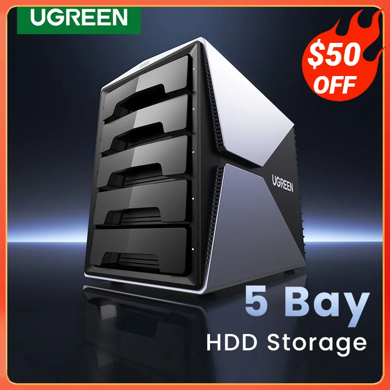 UGREEN HDD Docking Station 5 Bay USB 3.0 to SATA External Hard Drive Enclosure for 3.5 2.5 inch HDD 90TB With RAID Mode Storage