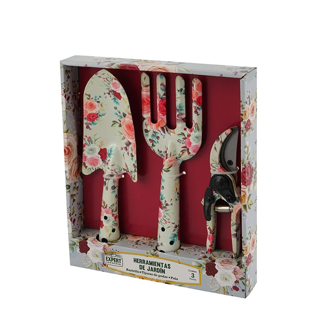 Custom Printed Pattern Metal Garden Accessories Hand Tools Kit Shovel Hoe Scissors Sets For Outdoors Home