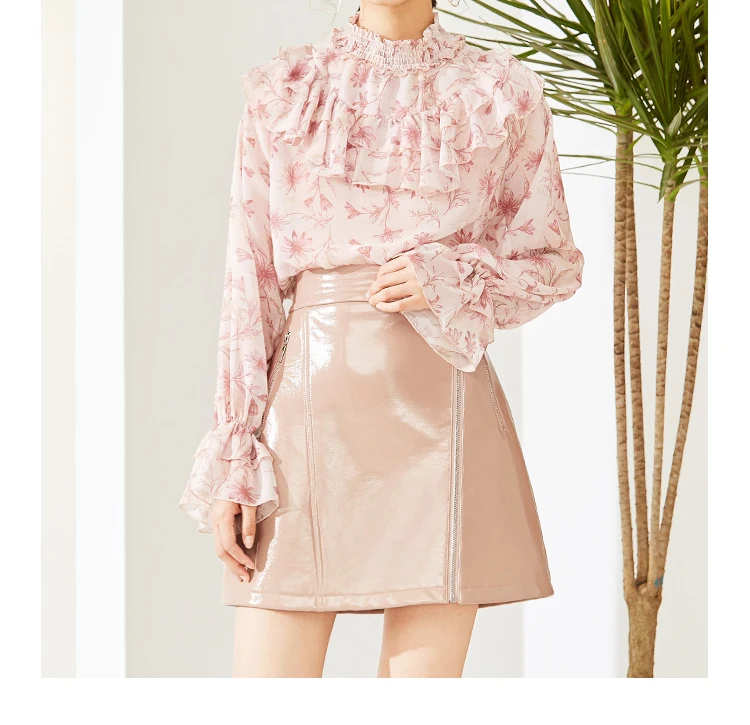 Wholesale Factory Fancy Ladies Pretty Style Floral Chiffon Blouses