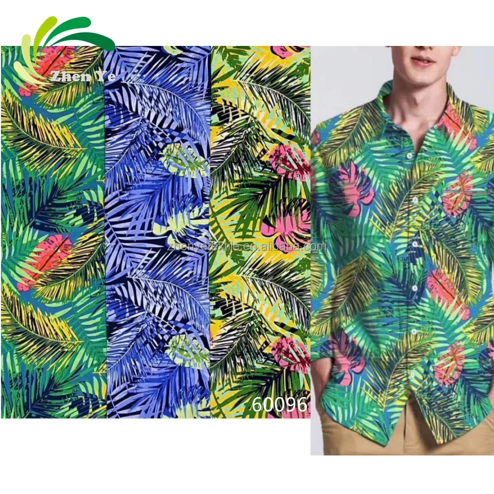 Tropical Design Somalia Palm Tree Print Viscose Rayon Dresses Shirt Fabric