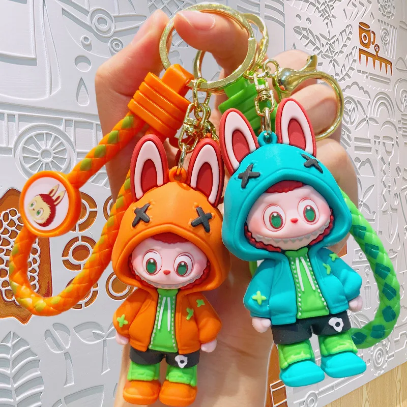 Cute Kawaii Doll Keychain Cartoon Anime Figure labubu Keychain for Car cherry Keys