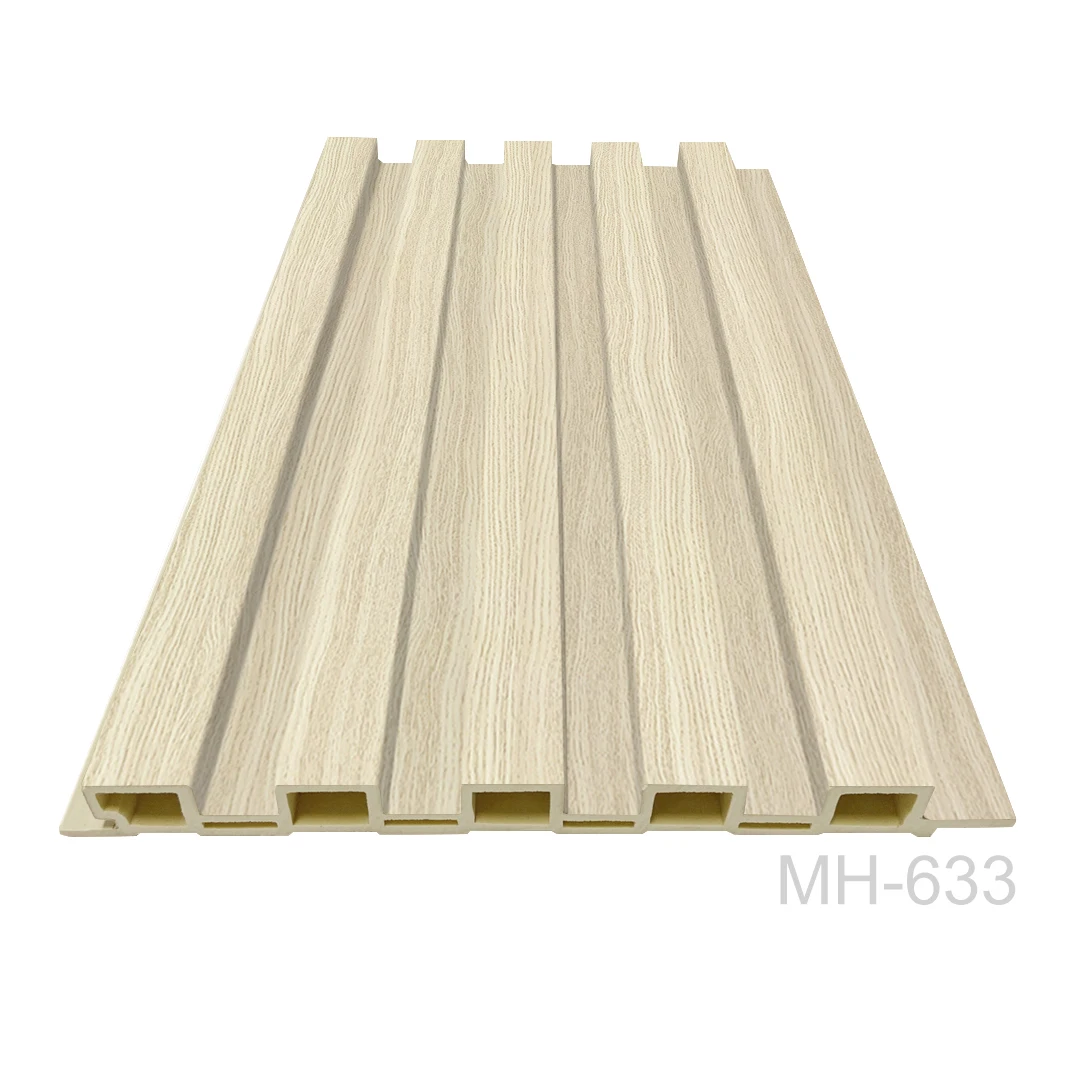 Natural wood grain light yellow brown style interior decoration wall claading pvc film 3d fluted wall panel