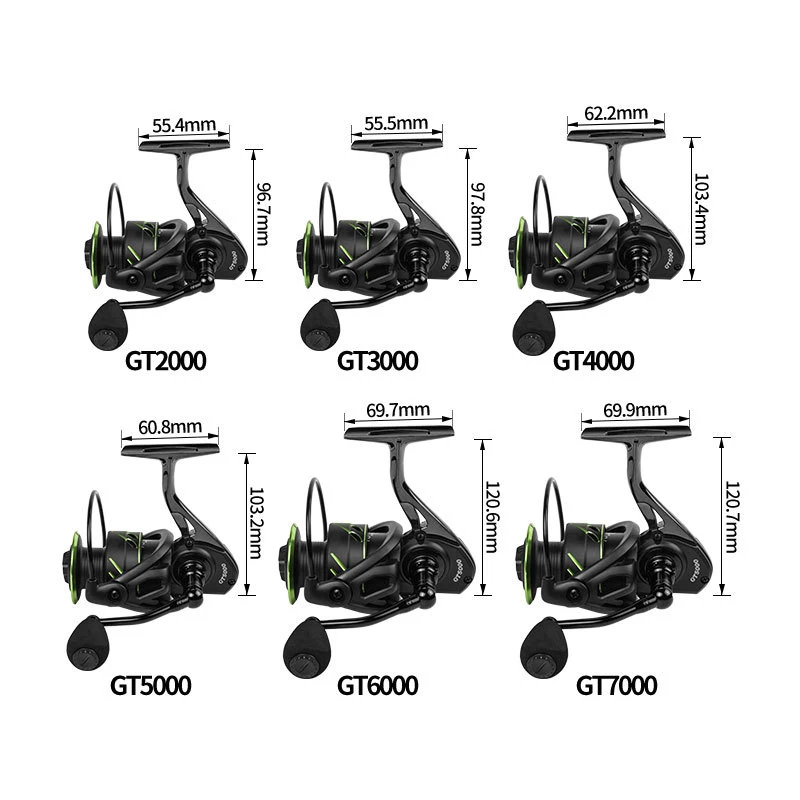 All Metal Spool Body Spinning Reel 10kg Drag 5.0:1 Carp Fishing Black Green Saltwater Fishing Reels