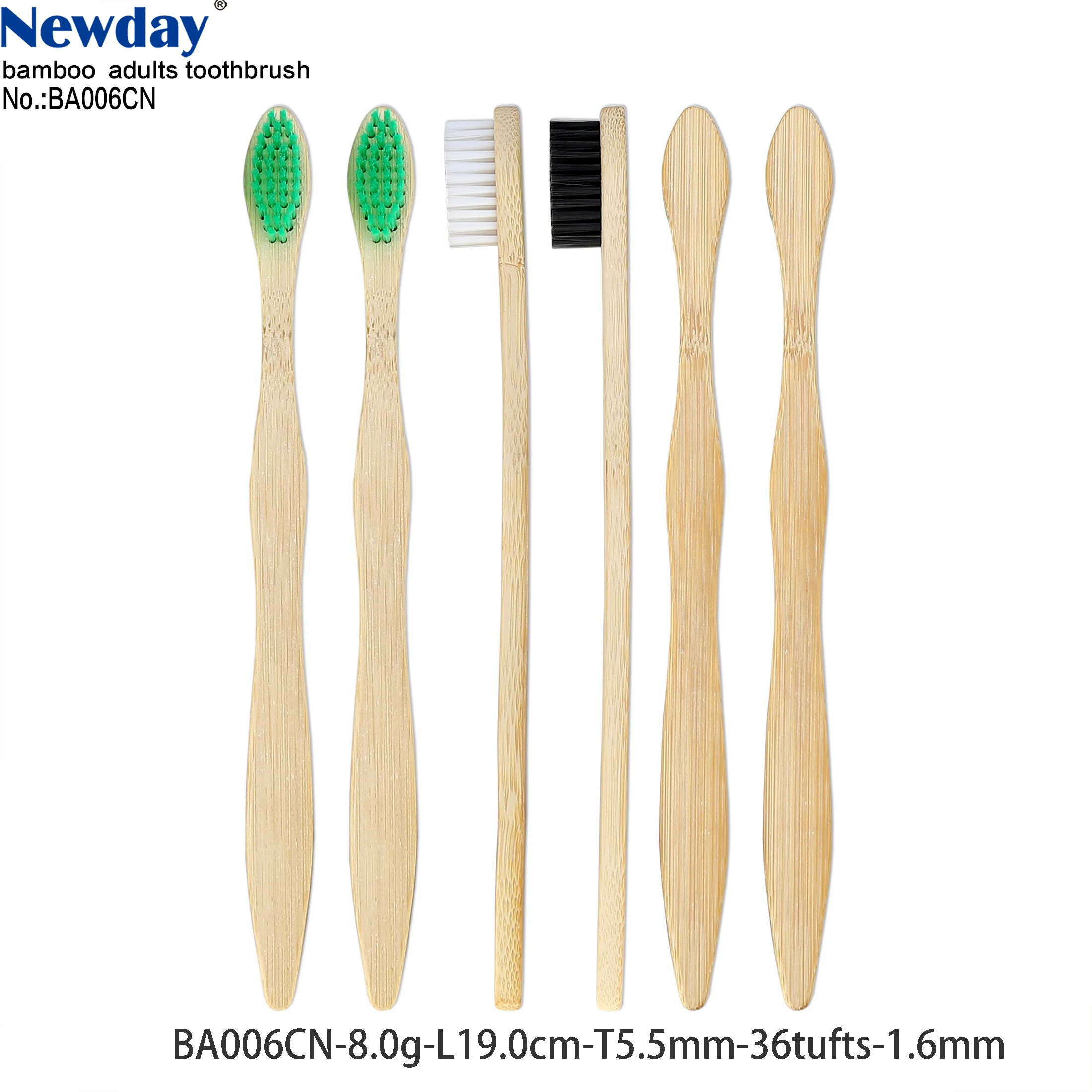 Gourd Shape Flat Handle Biodegradable Bamboo Toothbrush with Nylon Filaments from Dupont Bio-based Material