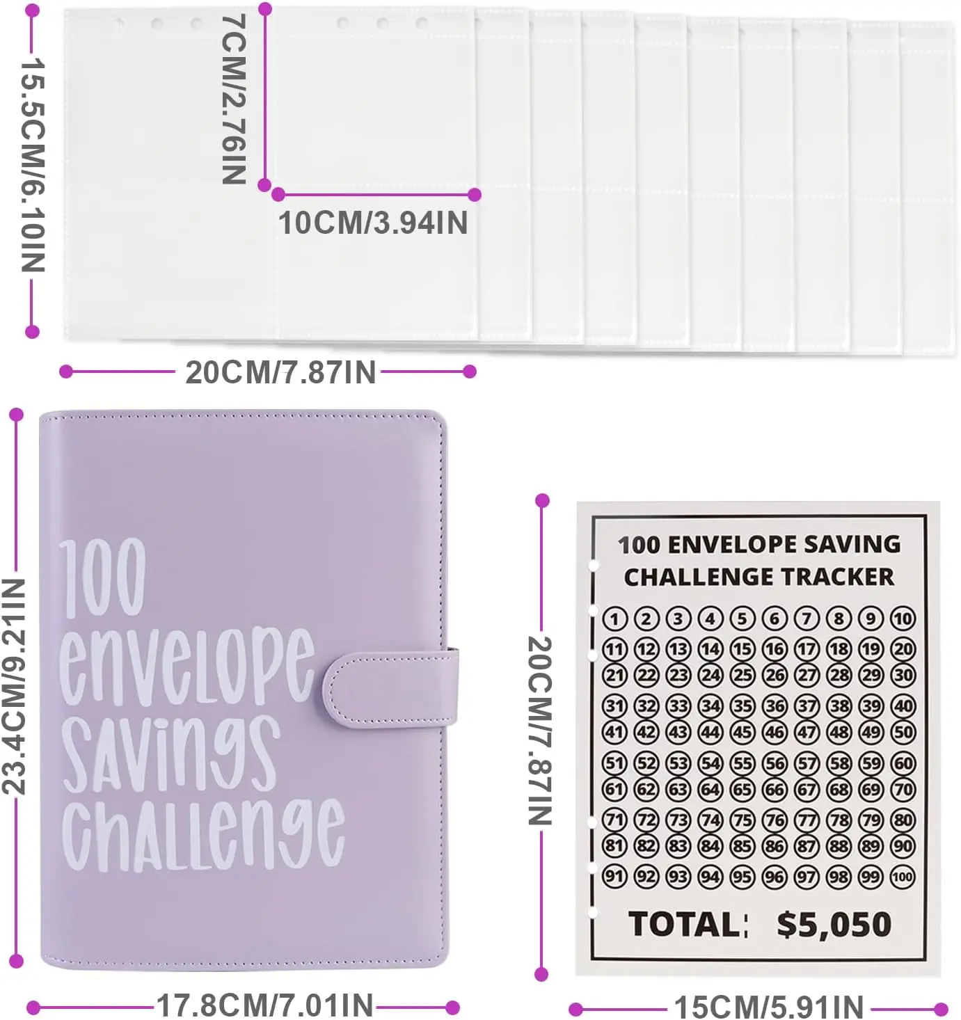 Книга сберегательных проблем с конвертами, книга планировщика бюджета для составления бюджета, папка для 100 конвертов