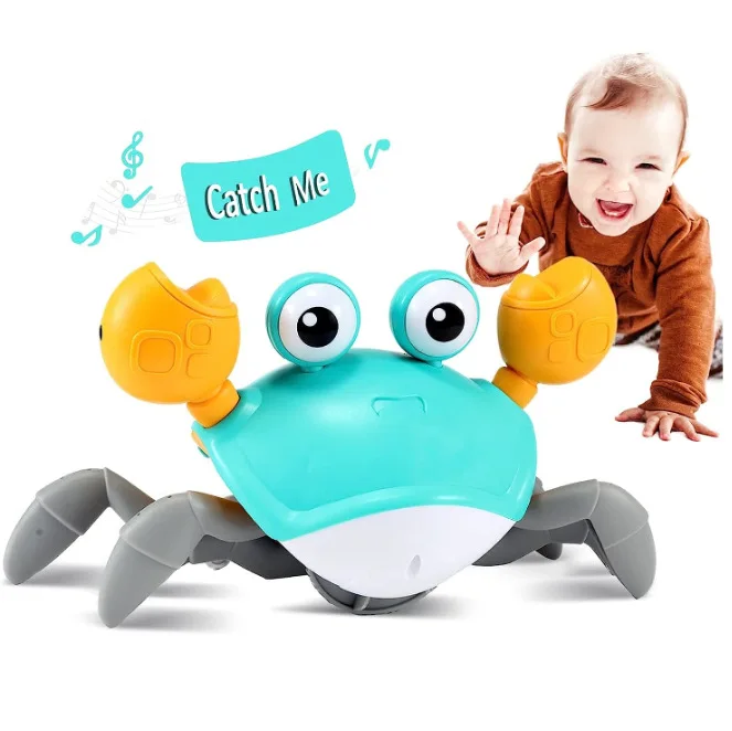 Crawling crab baby toy with music and LED lights will automatically avoid obstacles sensing escape Crawling crab toy baby gift