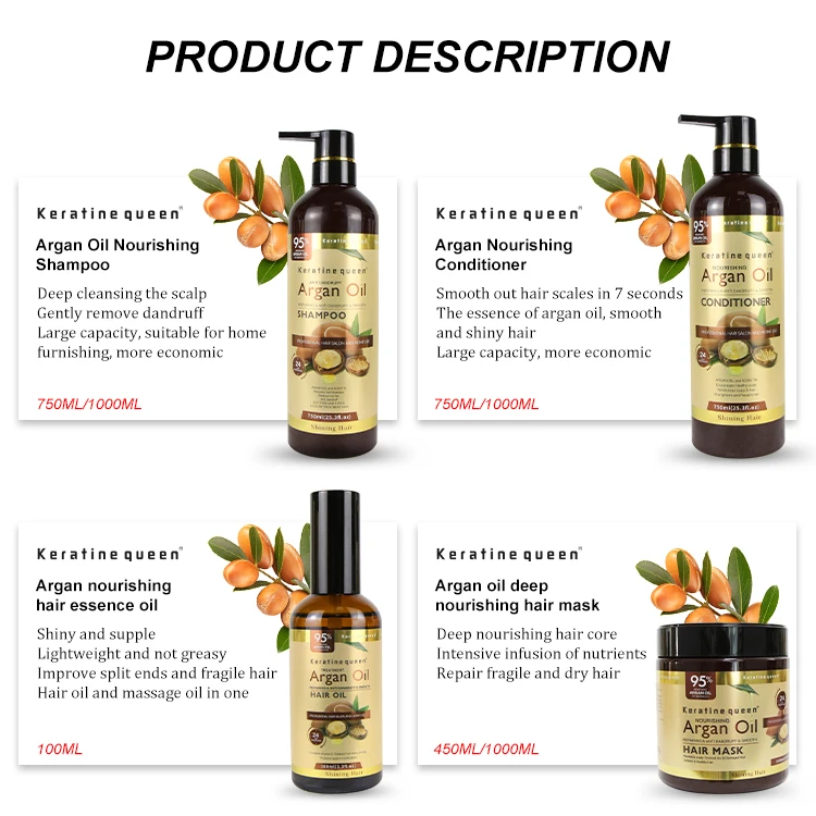 Custom Logo Pure Argan Organic Moisturizing soft Argan Oil hair Shampoo And Conditioner set