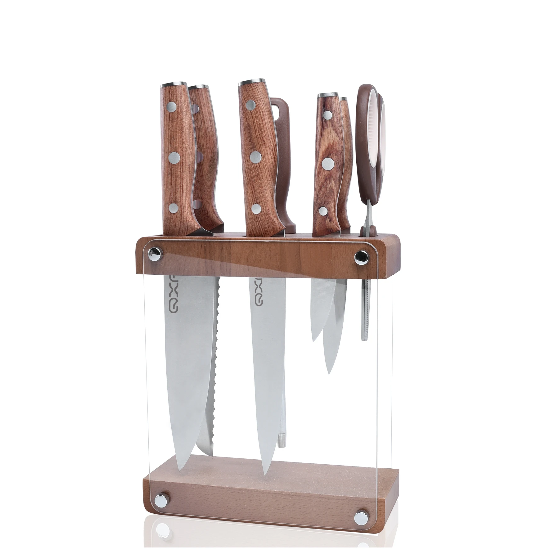 8 Pcs Acrylic Knife Set Stainless Steel High Carbon Steel Kitchen Chef Knife Set with Knife Block