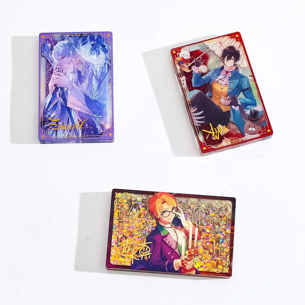 CNAWO Double Sided Print Acrylic Quicksand Liquid Brick Holographic Anime Custom Clear Acrylic Brick