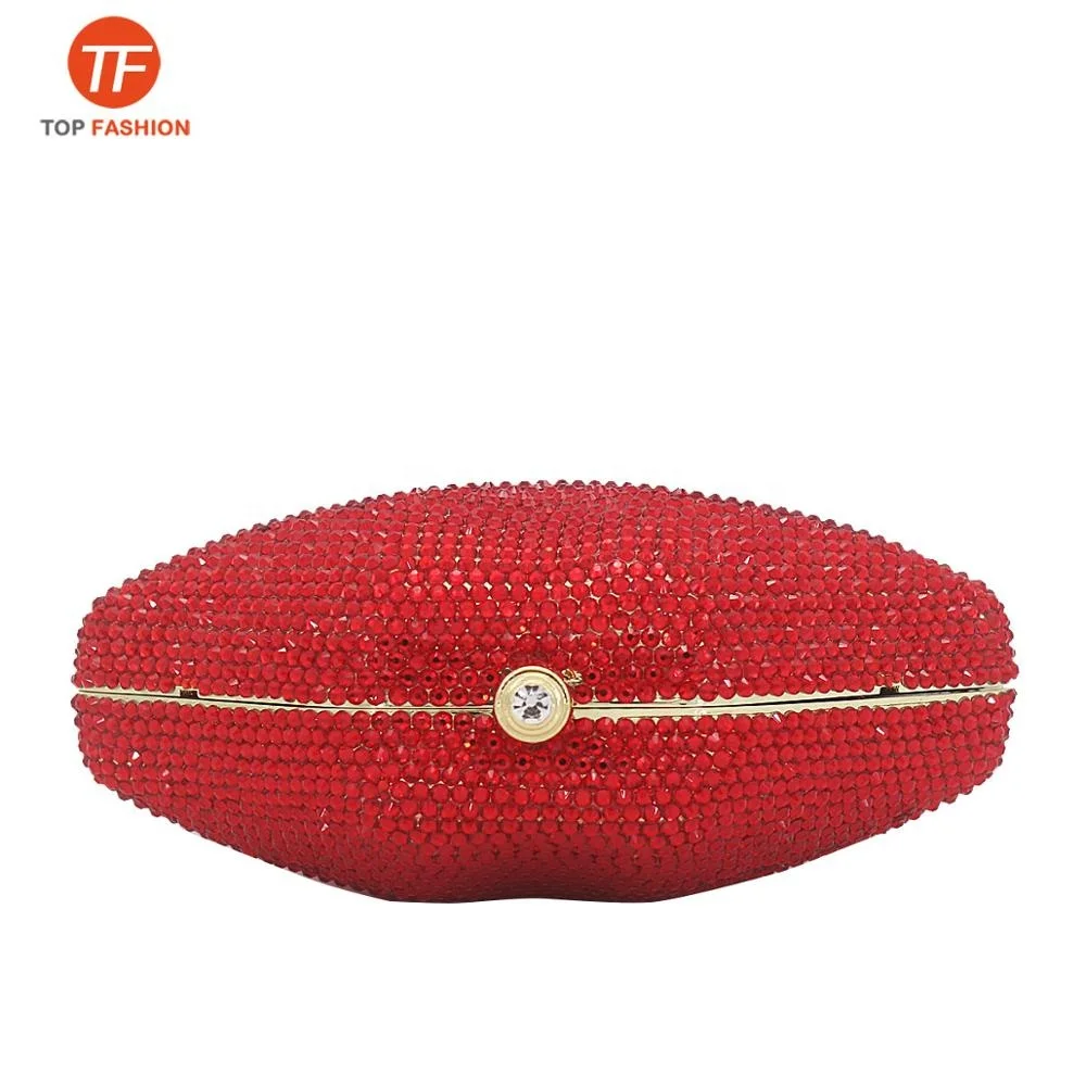 Diamond studded Pattern Clutch Crystal Party Bag Red Lip Wedding Purse Clutches Women Evening Bag