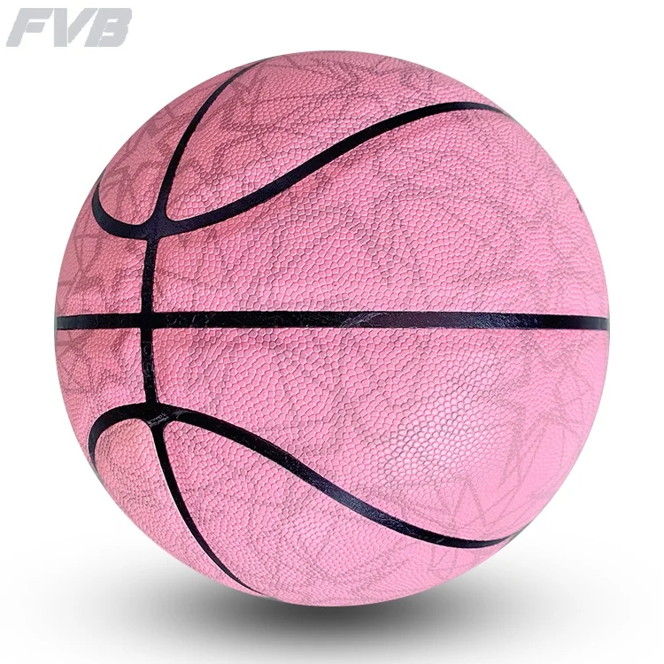 FVB custom logo professional blue pink full printing new training moisture absorbing PU basketball official size 7 ball