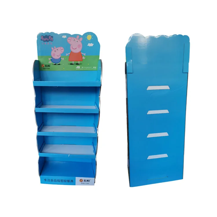 Custom Wholesale Eco Friendly Foldable Cardboard Logo Print Gift Cosmetic Food Wine Pop Shelf Tray Hook Bin Display Stand Rack