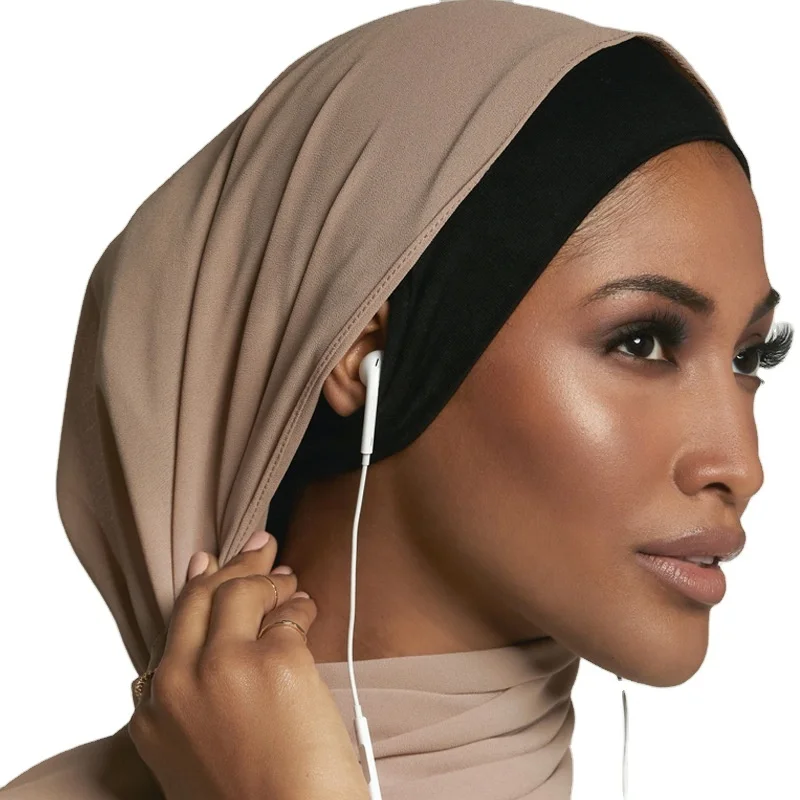 Fashion Cotton Under Scarf With Ear Hole Stretch Jersey Inner Hijabs Round Front Under Hijab Caps Female Turban Bonnet