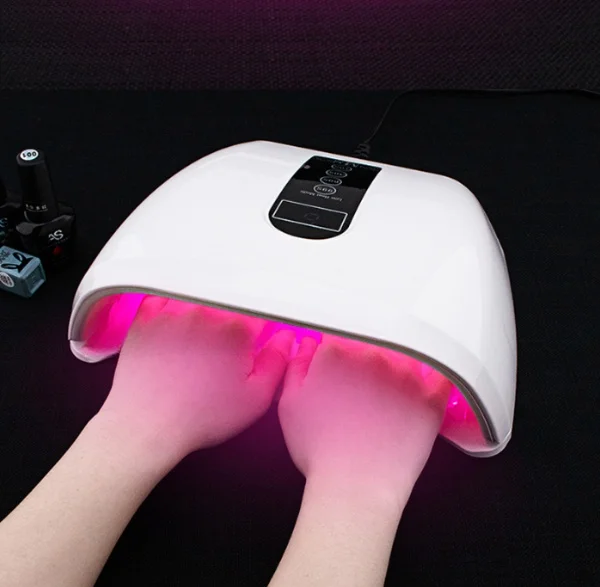High Power 96W RED Light LED Nail Lamp Two Hands Gel UV Lamp Manicure Nails Polish Dryer Table Led Light Nail Salon