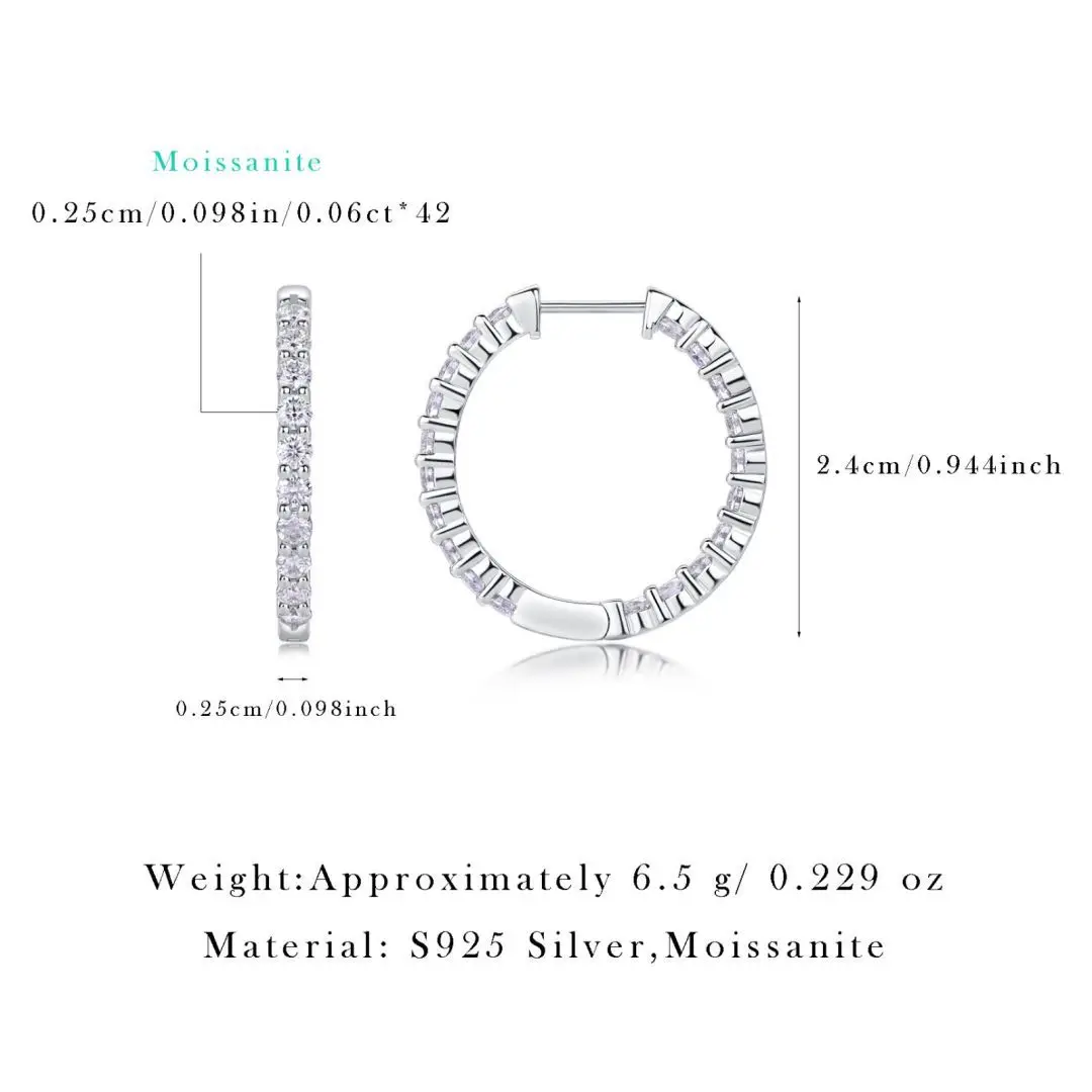 Factory Wholesale 2.5mm Moissanite Hoop Earrings GRA Certificate 925 Sterling Silver High Quality Moissanite Earrings for Women