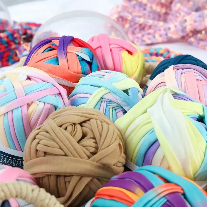 Hot sale 100g/400g T-shirt ribbon yarn hand knitting yarn for crochet air bags