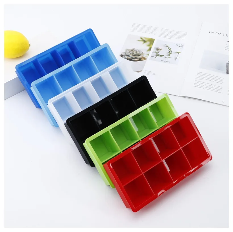 Wholesale square silicon 12 cube ice tray with lid