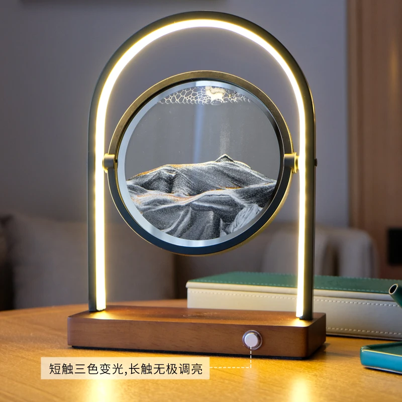 Quicksand Painting Bedside Bedroom Modern Luxury Touch Hotel Design Desk Led Decoration Night Light Fashion Bar Table Lamp