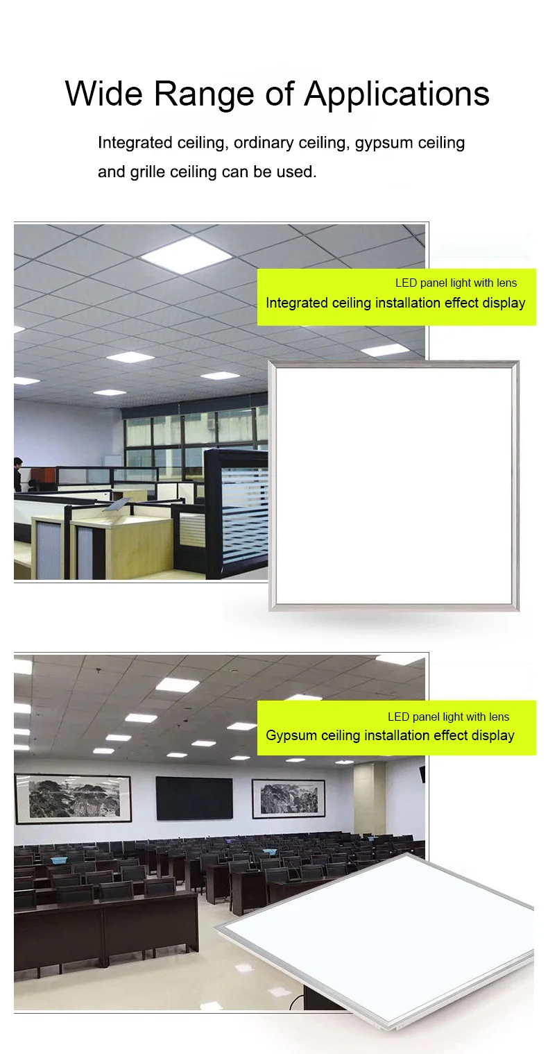 Led flat panel 600*600 straight light Office aluminum clapper light Kitchen and bathroom integrated ceiling light