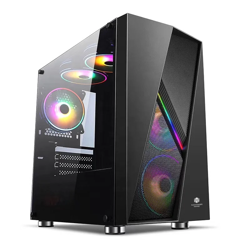 Новый RGB сетчатый дизайн серый чехол из закаленного стекла для компьютерных игр