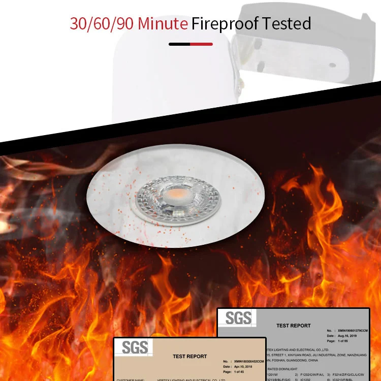 Gu10 Flicker Free Down Light 65MM Cut Out Fire Rated Recessed Downlight IP20 50W Max Round Led Fire Proof Spotlight