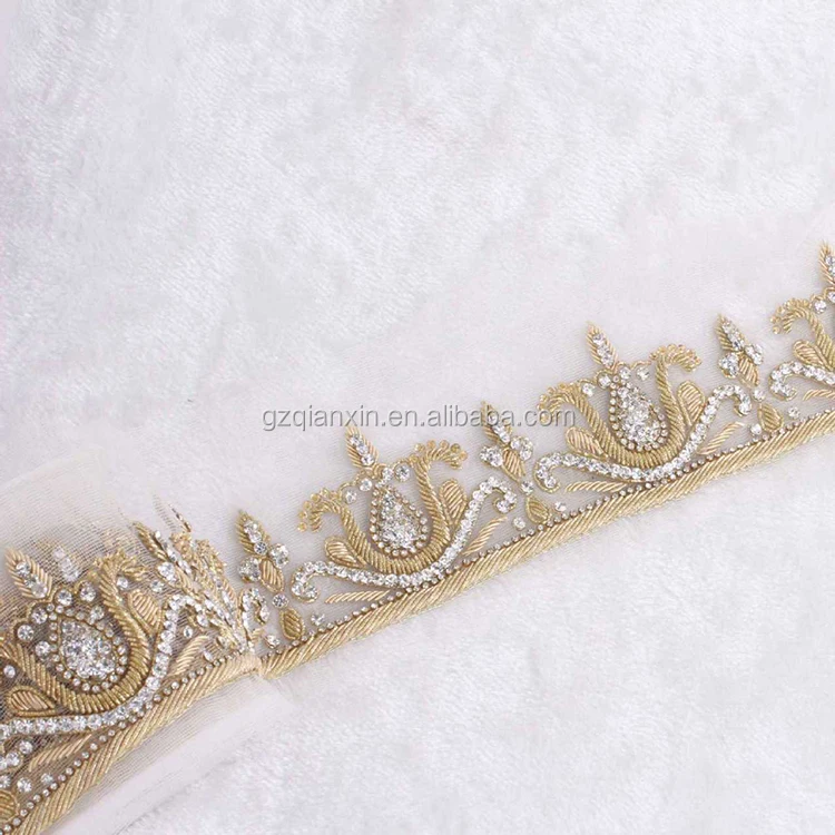 Zardosi Embroidery Bridal Gold Bead Metal Lace Trim