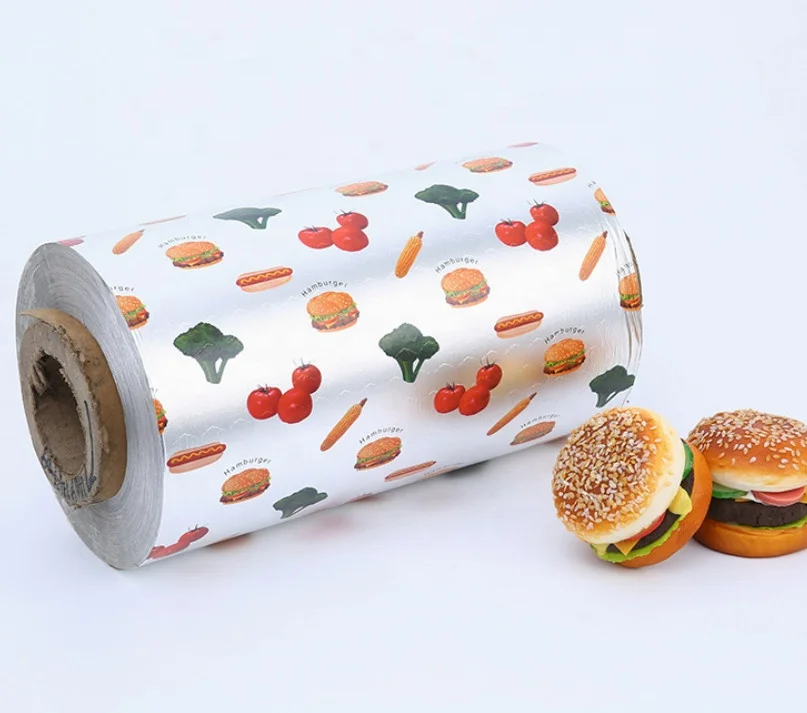 Custom Printed Foil Paper Aluminum Foil Paper for Hamburger Sandwich Fast Food Wrap Grease proof BBQ Baking Foil Paper